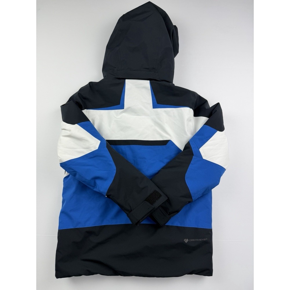 Obermeyer Teen L 14-16 Ski Jacket Blue Black White Hooded Winter Snow Coat Youth - Picture 2 of 16